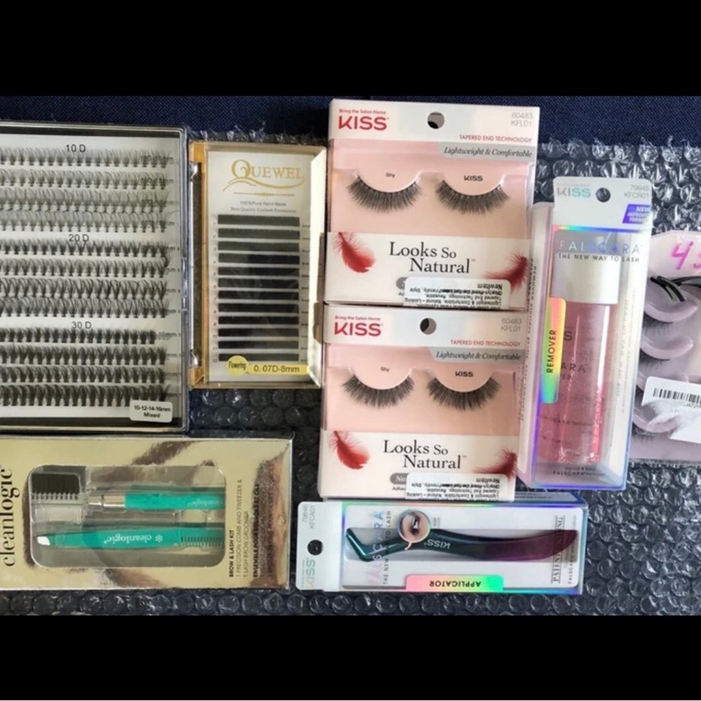 Eyelash Extensions False Eyelashes Wisps Lash Brow Kit, Remover Free Gifts